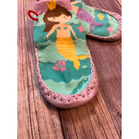 Powell Craft Mermaid Baby Moccasin Slippers 0–6 Months Soft Knit Leather Sole - Picture 3 of 4